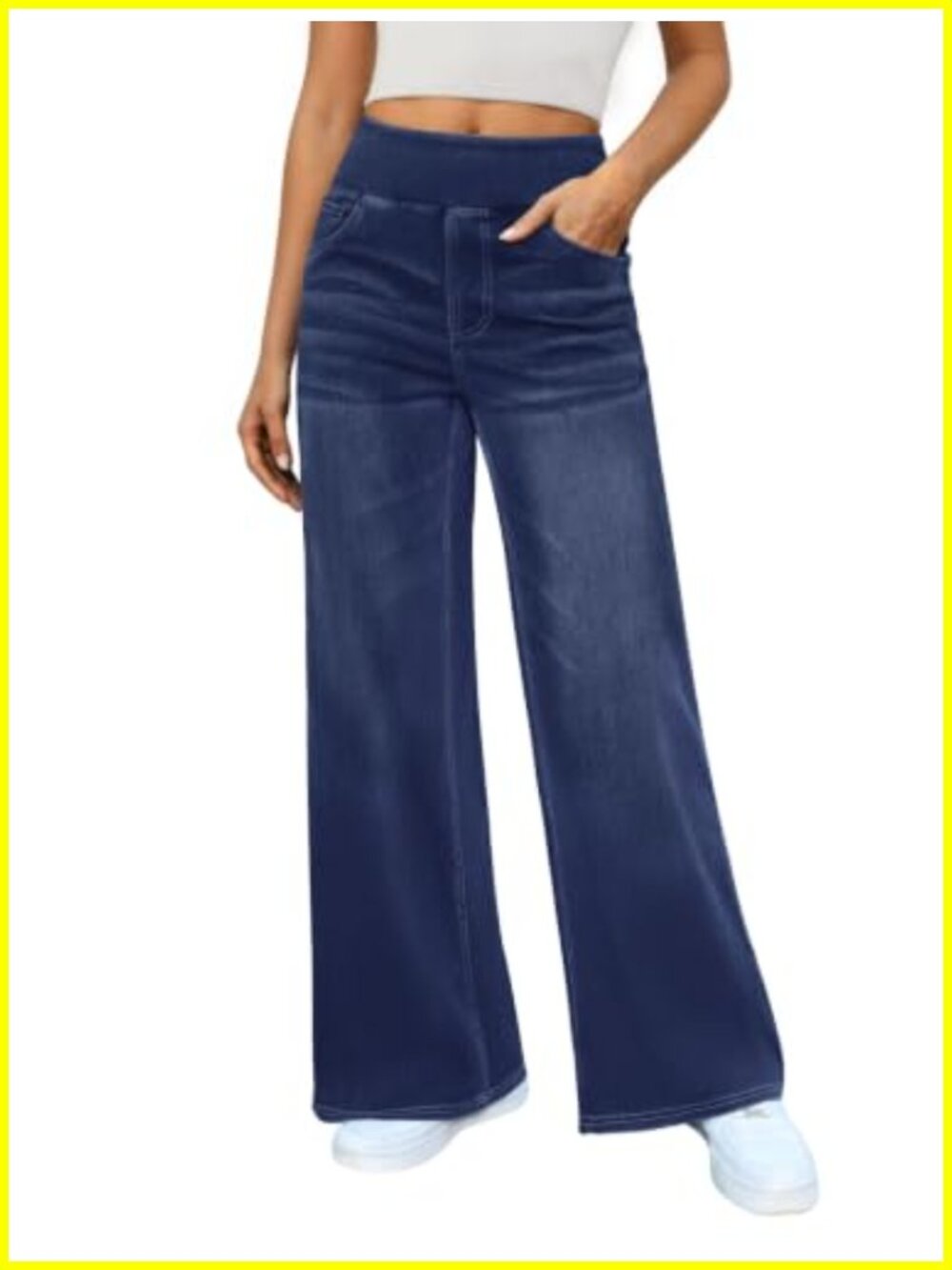 Stretchy High Waisted Wide Leg Jeans Women Denim Pants